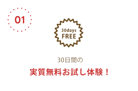 30⽇間の実質無料お試し体験！